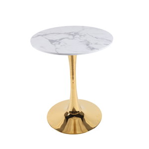 White Marble Tulip Dining Table with Golden Legs