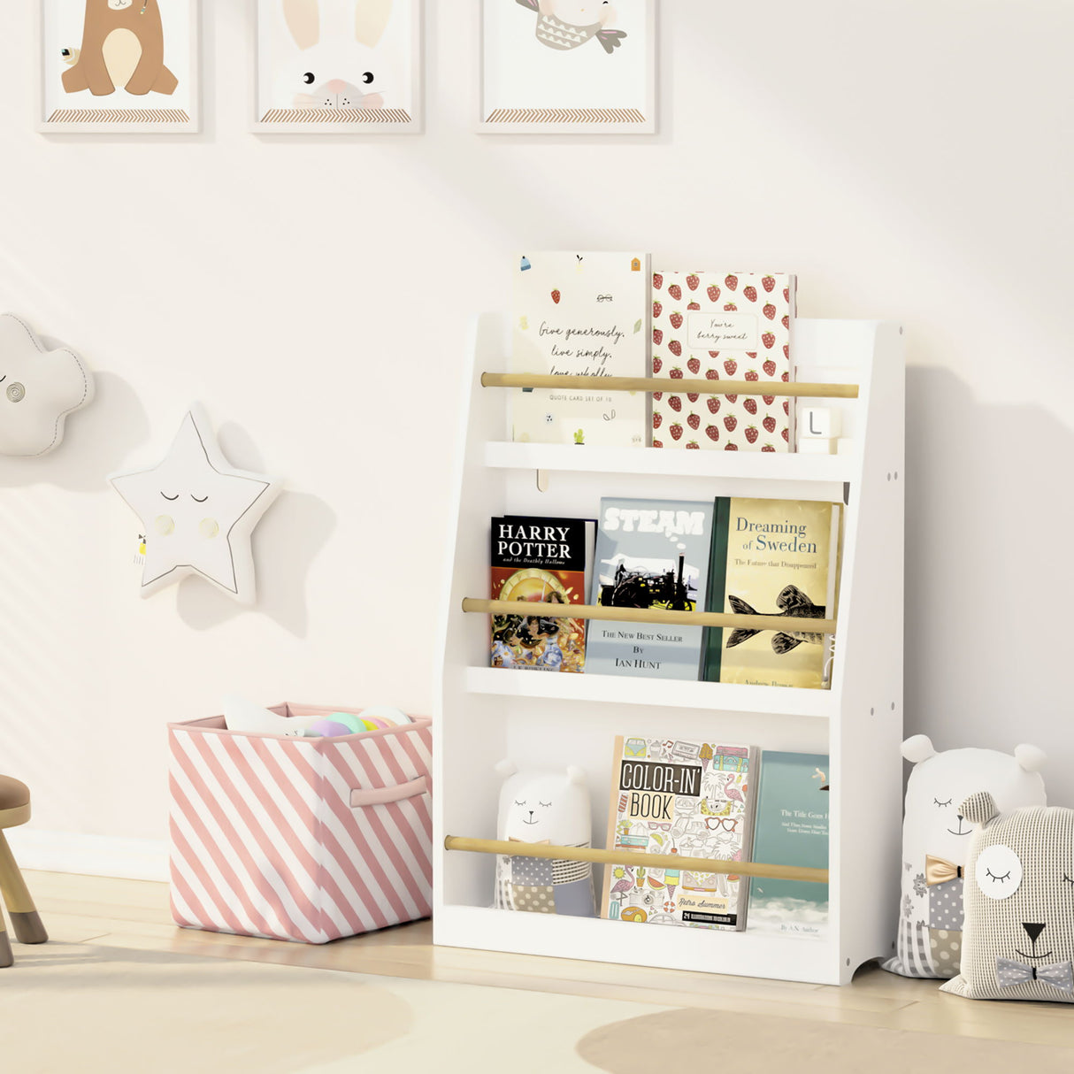 3 Tier Book Shelf, Compact Storage For Bedrooms