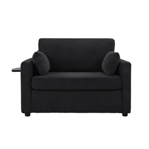 Sleeper Sofa With Foldable Mattress, USB Ports, Side Table & Storage Pocket