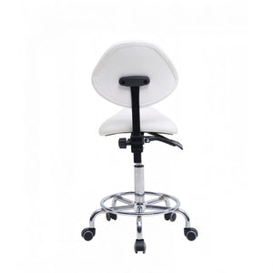 Saddle Stool Chair with Backrest - White