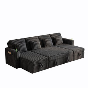 U Shaped Plush Corduroy Fluffy Sectional Sleeper Sofa