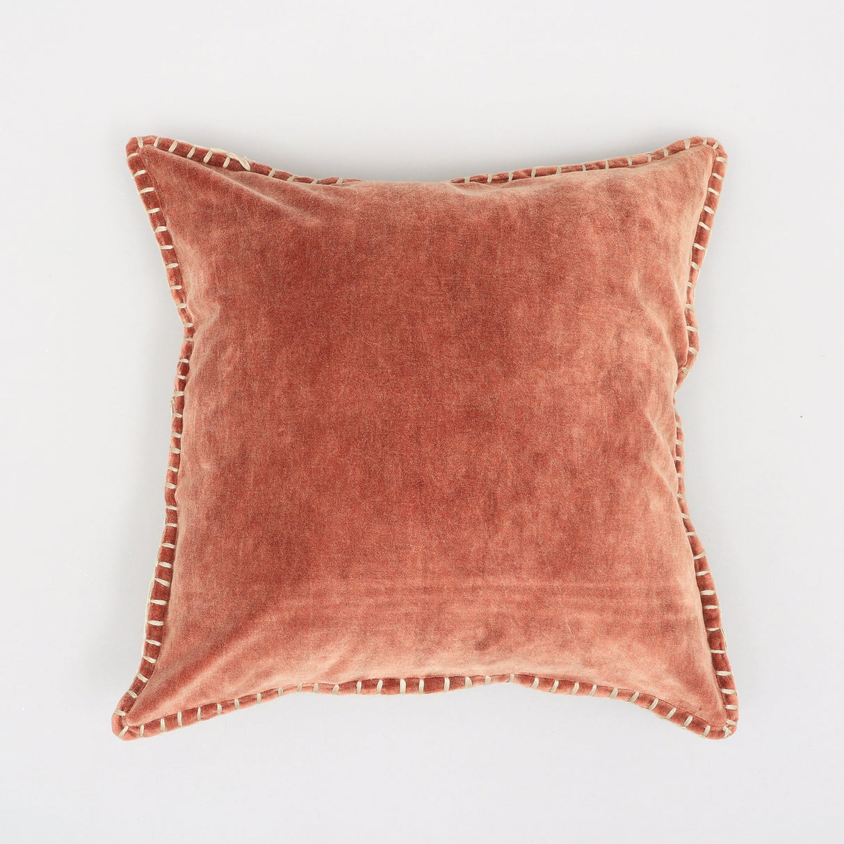 Stonewashed-Cotton-Velvet-Throw-Pillow-with-Decorative-Handstiched-Edges-19X19'-Throw-Pillows