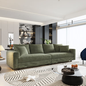 Convertible Deep Seat Sofa With Soft Pillows And Ottomans