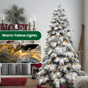 5ft Flocked Scarecrow-Shaped Christmas Tree with 200 Warm Lights