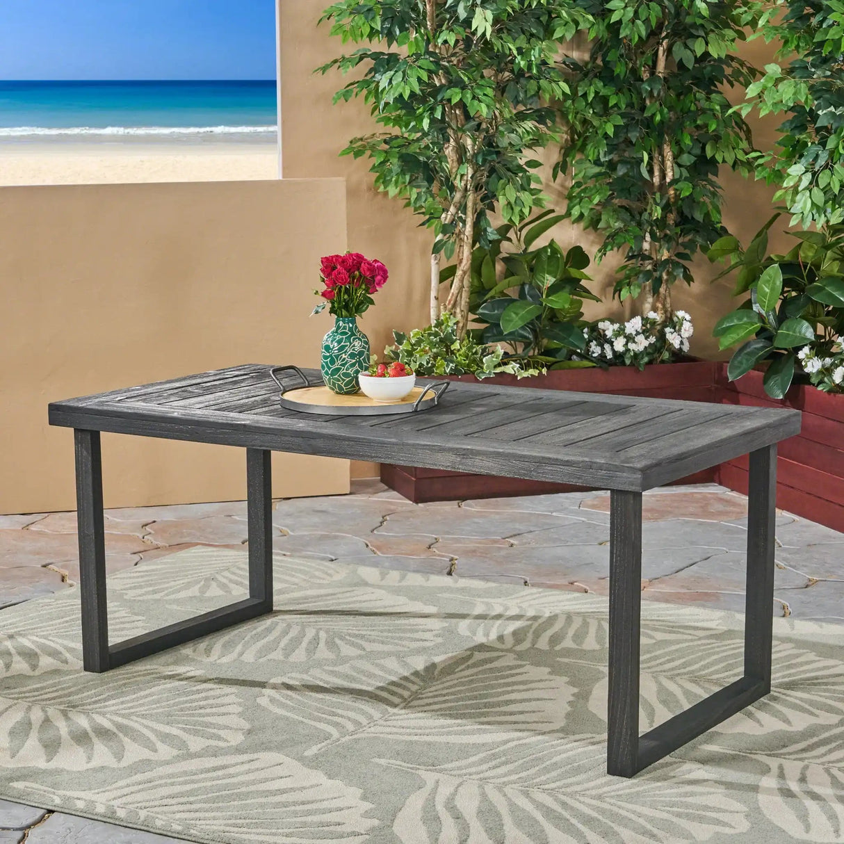 Outdoor Acacia Wood Dining Table, Sandblast Finish - Best Buy Furniture