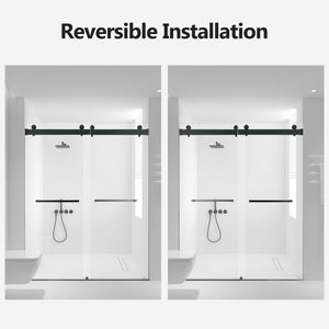 Frameless Double Sliding Soft-Close Shower Door, 3 / 8" (10Mm) Thick SGCC Tempered Glass Door, Matte