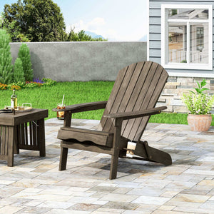 Zenithia - Outdoor Foldable Adirondack Chair With 2 Cup Holders - Best Buy Furniture