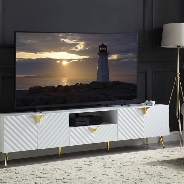 Gaines - High Gloss TV Stand - White - Best Buy Furniture