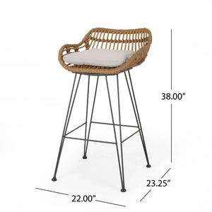 Outdoor Rattan Bar Chair With Metal Legs - Best Buy Furniture