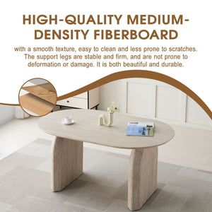 Oval Extendable Dining Table With Dual Pillar Design - Off White