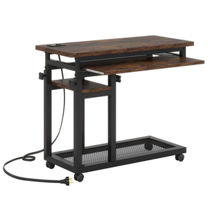 Adjustable Portable C-Shaped Desk With Power Outlet & USB Ports