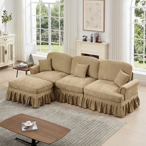 Mid Century Three Seater Modular L Shaped Sectional Couch