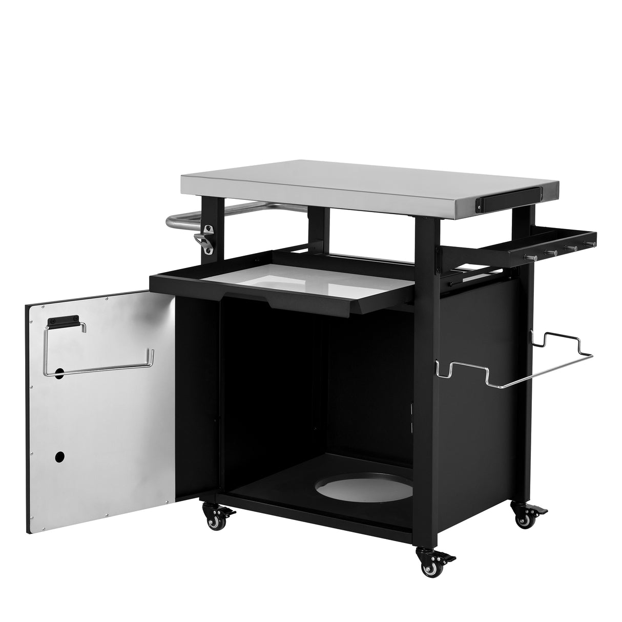 K&K 39.5" Outdoor Grill Cart with Storage Cabinet