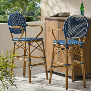 Outdoor Wicker And Aluminum French Barstools (Set of 2) - Best Buy Furniture