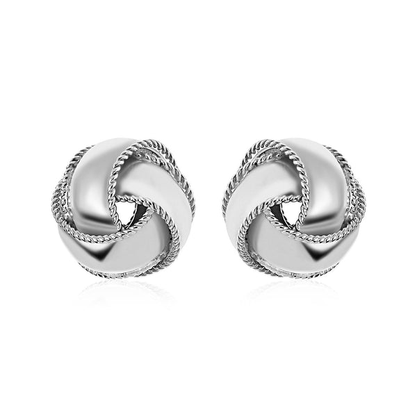 Textured and Polished Love Knot Earrings in Sterling Silver