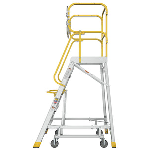 5 Step 375lbs Aluminum Rolling Platform Ladder