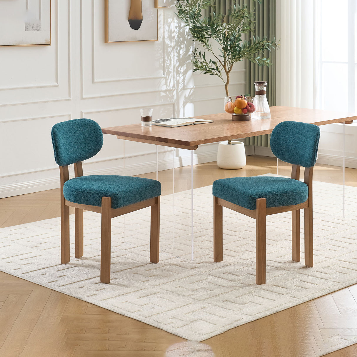 Dining Chairs With Ergonomic Backrest And Adjustable Feet (Set of 2)