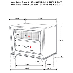 Barzini - 2 Drawer Nightstand Storage - White
