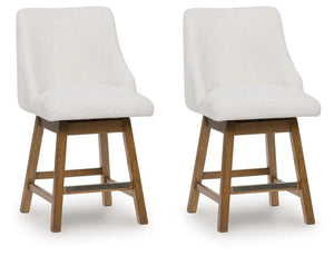 Cabalynn - Upholstered Swivel Barstool (Set of 2) - Oatmeal / Light Brown - Best Buy Furniture