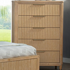 Tall Chest With Full Extension Glides And Accents, Storage Cabinet - Natural Wood