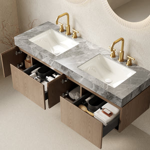 MURI 60" Bathroom Vanity & Sink, Floating Storage Cabinet