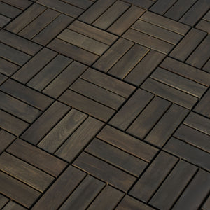 Acacia Wood Interlocking Deck Tiles Checker Pattern For Outdoor Flooring