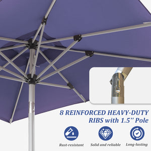 Rectangle Patio Umbrella with Crank Lift and Tilt Function