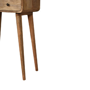 Solid Wood Mini Curved Oak-ish Console Table