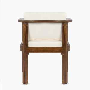 Outdoor Dining Chair Set of 4 with Curved Acacia Wood Arms