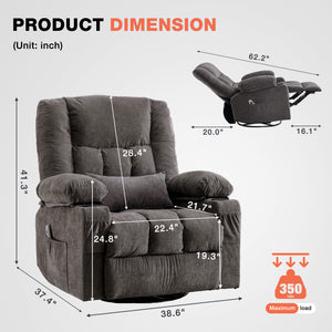 Massage Swivel Rocker Recliner Chair with Vibration Massage and Heat - Living Room