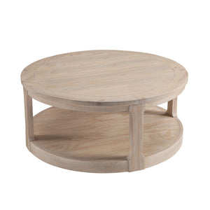 40inch Large Curved 2 Tier Traditional Round Circle Wooden Center Coffee Table
