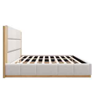 Modern Upholstered Platform Bed With Extended Headboard