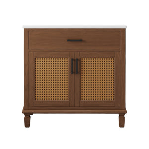 Bathroom Vanity With Ceramic Sink, Modern Free Standing Cabinet With Soft Close Drawers