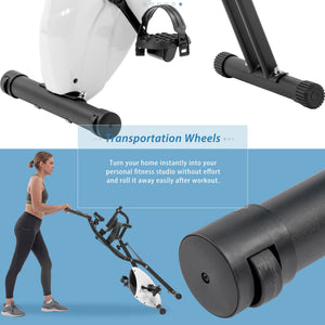 Exercise Bike Folding Stationary Bikes For Home With 16 Level Magnetic Resistance