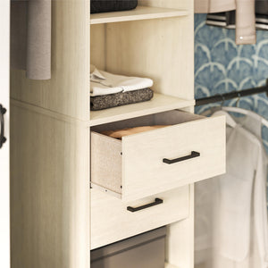 Kelly - 5 Shelf 2 Drawer Closet Organizer With 3 Adjustable Hanging Rods - Ivory