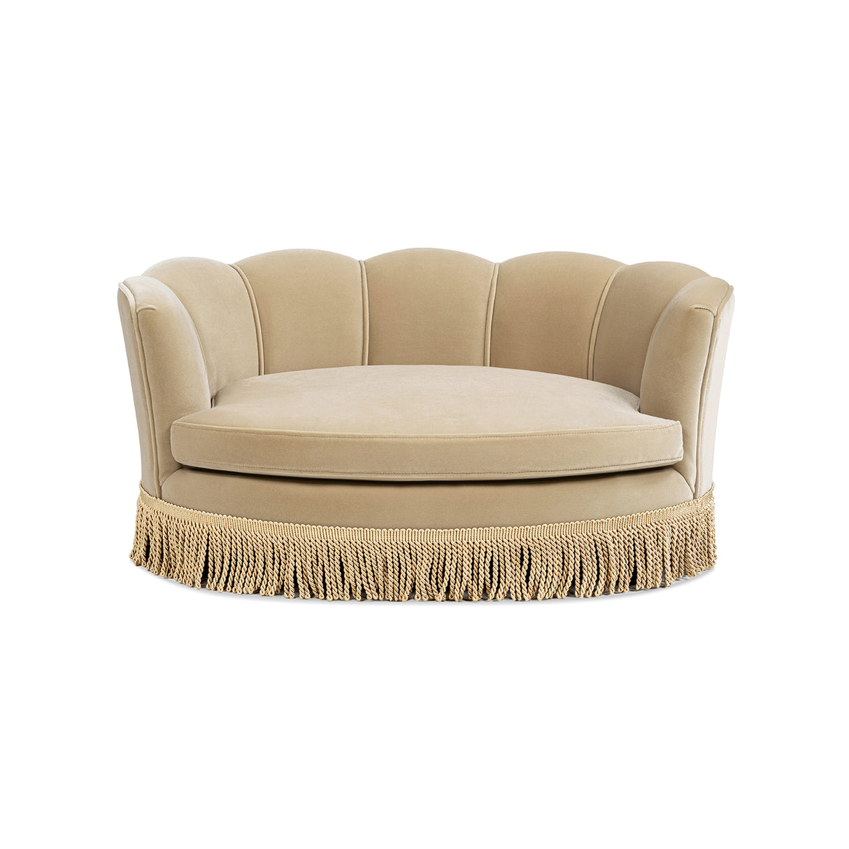 Clara 34.5" Scalloped Pet Sofa Bed, Medium, Fawn