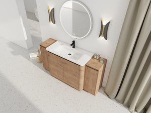 64'' Freestanding Bathroom Vanity with Ceramic Sink - Plywood