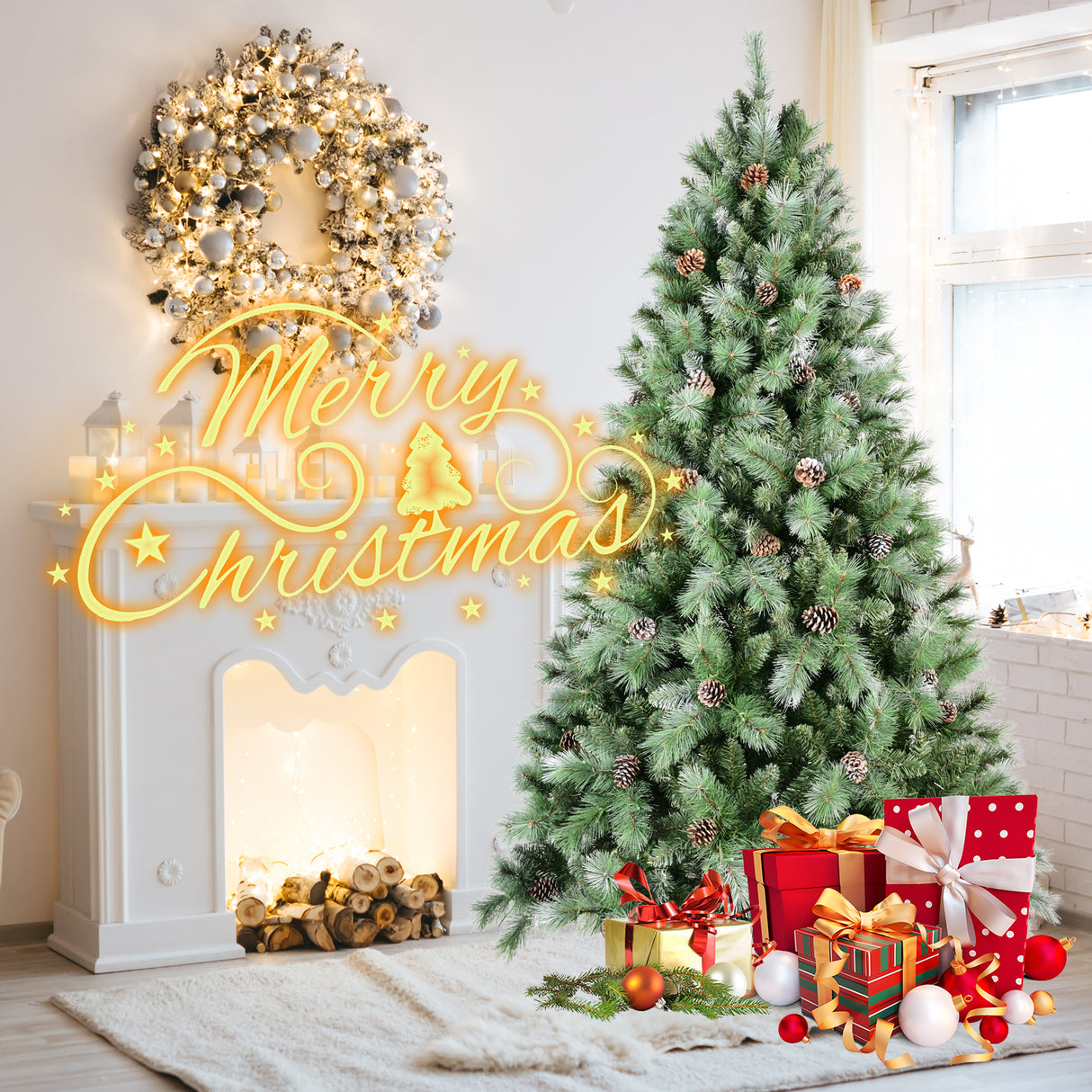 9Ft Christmas Tree with 122 Pine Cones