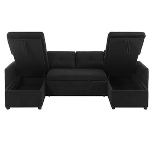 U-Shaped Sectional Sofa Bed With Storage And USB Ports