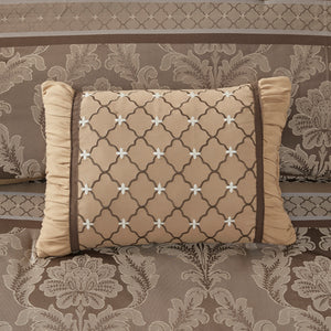 7 Piece Jacquard Comforter Set - Brown/Gold King