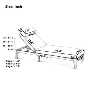 TOPMAX Acacia Wood Chaise Lounge