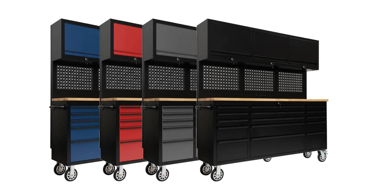 72" Heavy Duty Rolling Tool Storage Cabinet with Power Strip