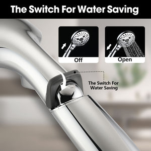 Lift-Up Diverter Bathtub Faucet with 6 Settings Handheld Shower