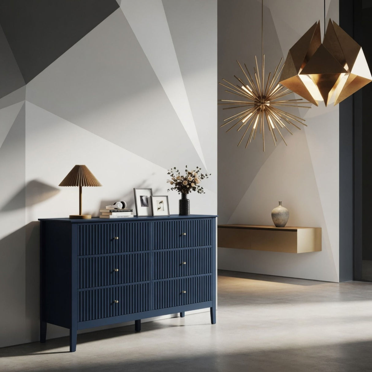 Modern 6 Drawer Fluted Dresser