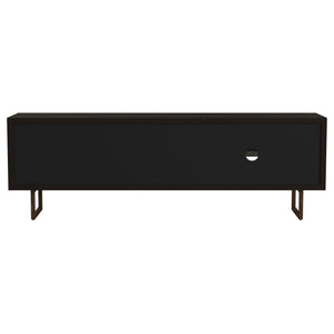 Manaya - 2 Door Stand With Open Shelving And Hidden Storage - Charcoal Black