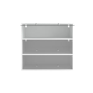 White Glass Door Shoe Storage Cabinet with RGB LED Light