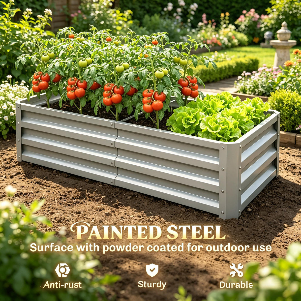Galvanized Raised Garden Bed, 4' x 2' x 1'