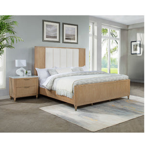 Nightstand With Accented Hardware - Natural Wood