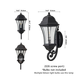 27" Outdoor Wall Lantern with Dusk to Dawn Sensor