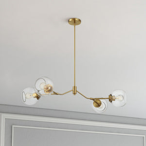 Jewel - 4 Lights Chandelier Ceiling Hanging Light Fixture - Clear / Gold